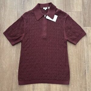 NWT A.L.C reed silk blend pointelle top in burgundy